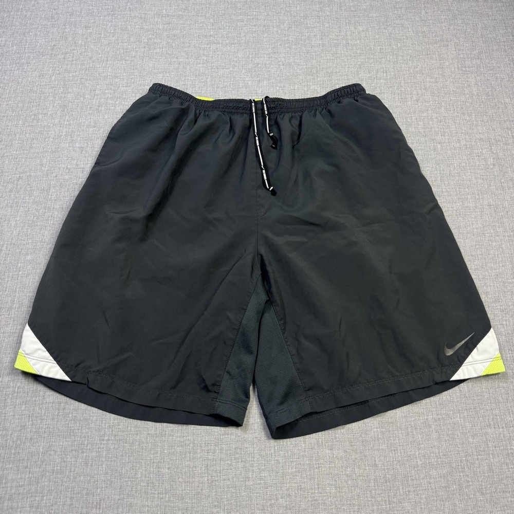 Nike Dri-FIT 9" Attack Brief Lined Running Shorts Mens XL Black Drawstring